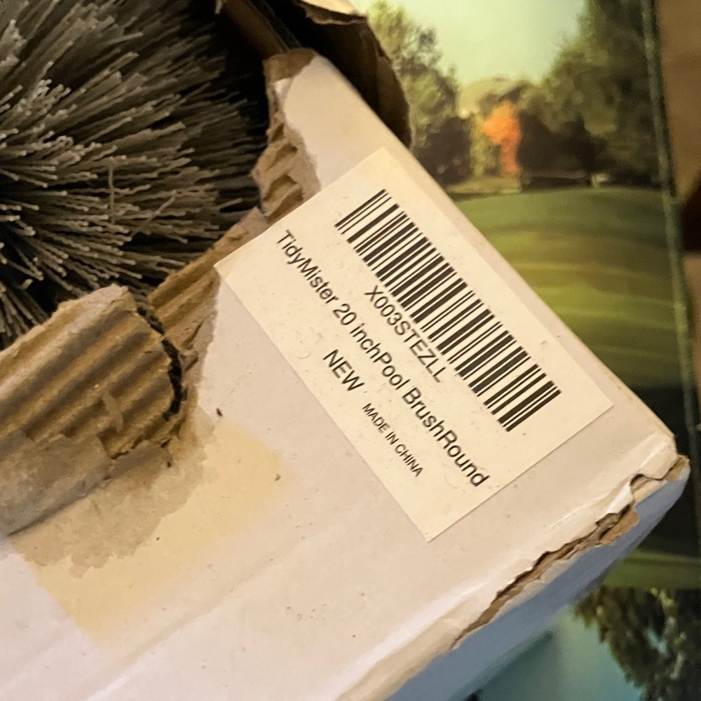 Round Pool Brush Head — Blue Top with Gray Bristles